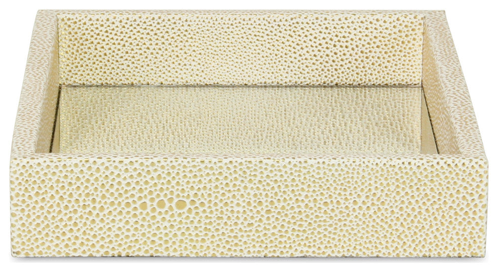 Labai Tray with Mirrored Interior, White Gold