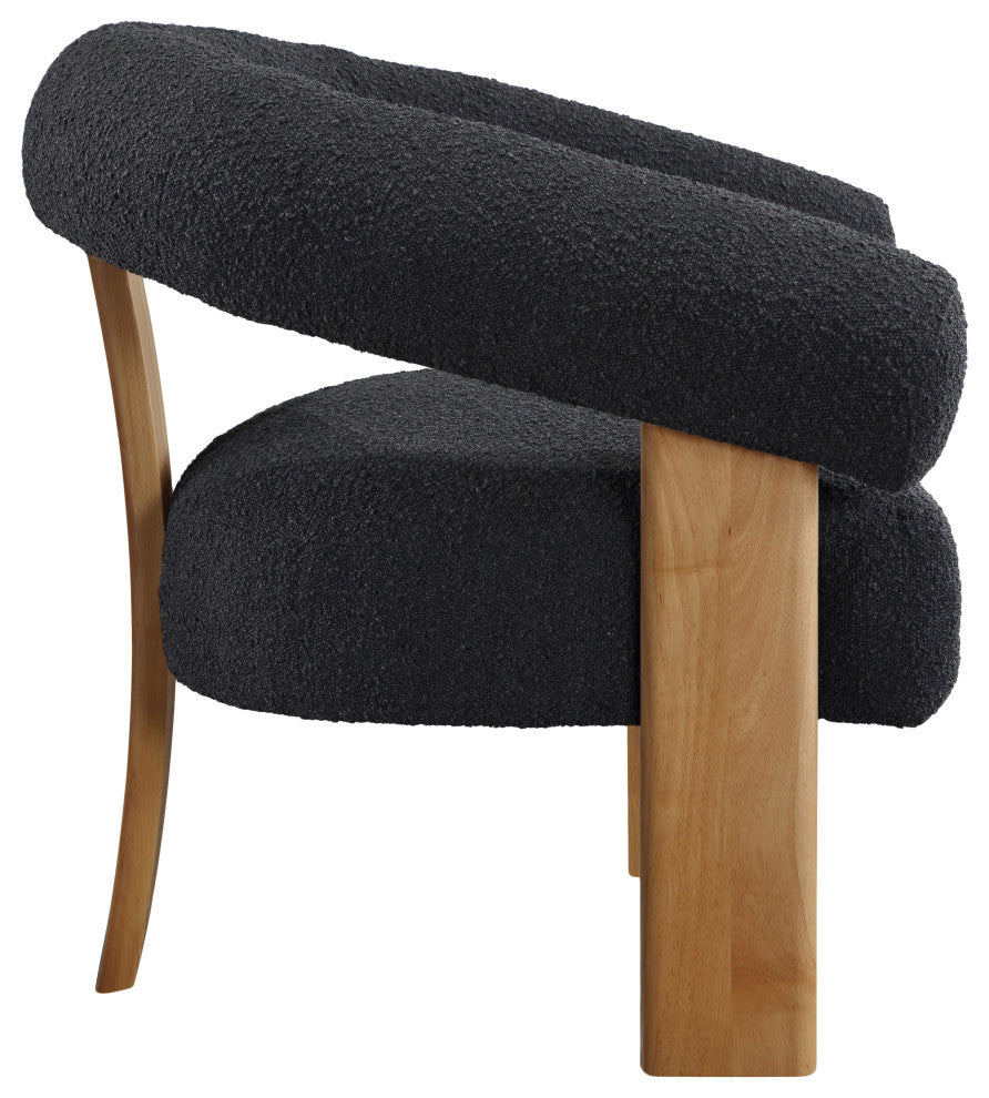 Winston Boucle Fabric Upholstered Accent Chair, Black