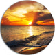 Colorful Dramatic Sunset Over Waves, Beach Disc Metal Wall Art, 11"