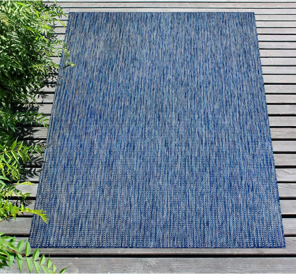 Carmel Texture Stripe Indoor/Outdoor Rug, Navy, 3'3"x4'11"