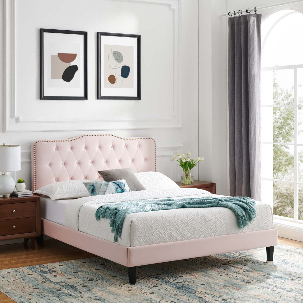 Amber Full Platform Bed, Pink