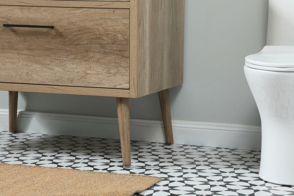 Bella 36" Midcentury Modern Natural Oak-Light Bathroom Vanity