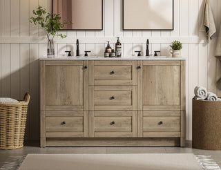 Home Living 54" Double Bathroom Vanity, Natural Oak