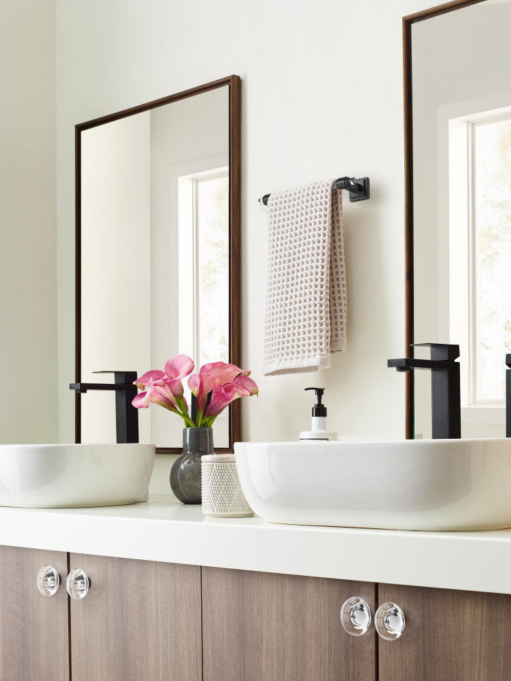 Amerock Glacio Contemporary Towel Bar, Clear/Matte Black, 8" Center-to-Center