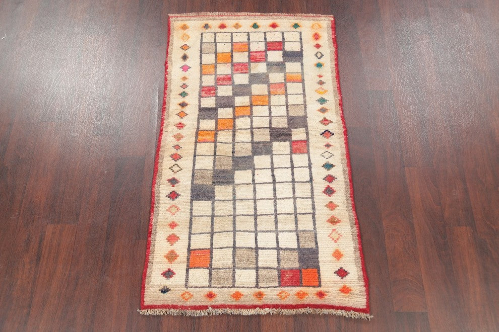 Consigned, Hand-Knotted Oriental Gabbeh Persian Style Area Rug, Brown, 4'9"X2'9"