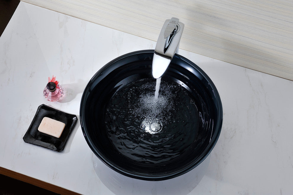ANZZI Rongomae Series Deco-Glass Bathroom Vessel Sink
