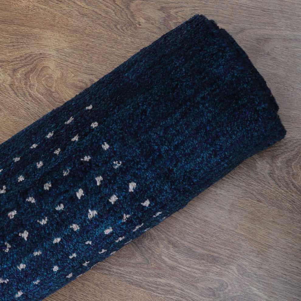 HAND KNOTTED LOOM WOOL ECO-FRIENDLY AREA RUGS - Rectangle, Blue, Contemporary