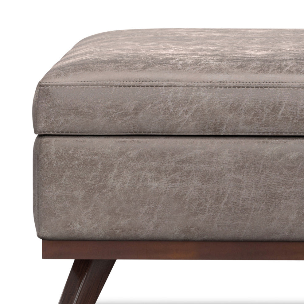 Owen XL Square Coffee Table Storage Ottoman, Distressed Grey Taupe, 41"
