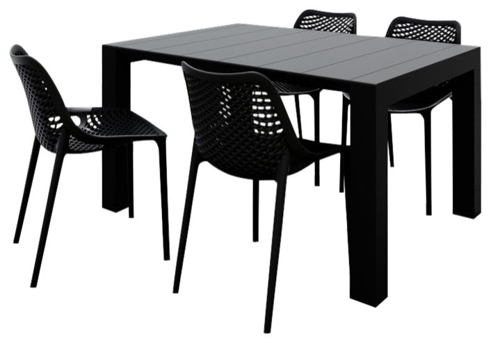 Air Extension Dining Set 5 Piece Black