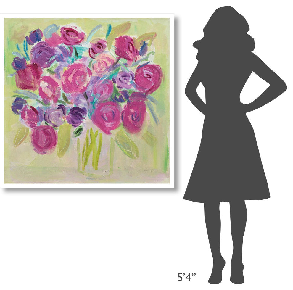 "Pink Roses" Digital Paper Print by Farida Zaman, 42"x42"