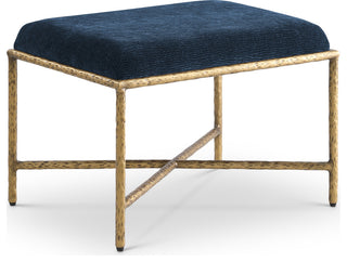 Valley Upholstered Bench, Navy, 25" W x 18" D, Gold, Chenille Fabric