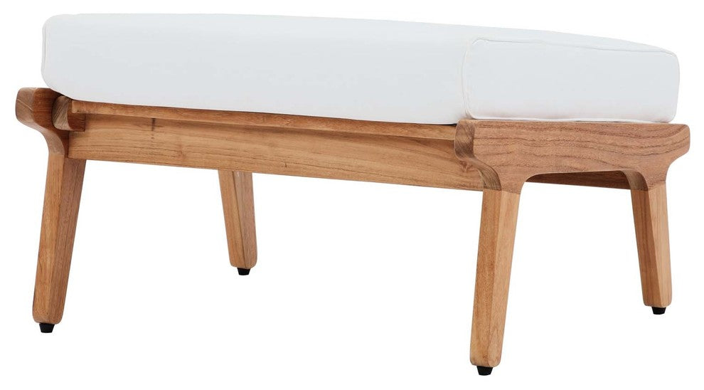 Saratoga Outdoor Patio Teak Ottoman, Natural White