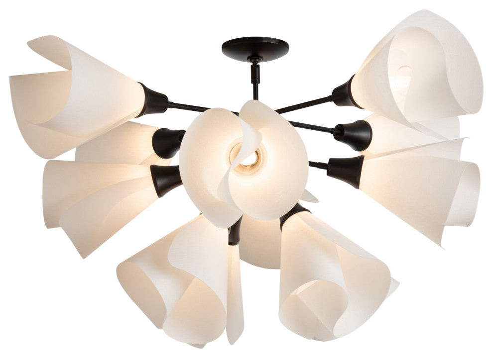 Mobius 12-Light Semi-Flush, Black Finish, Spun Frost Shade