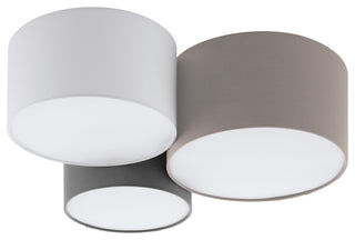 Pastore 1 3-Light Flush Mount, Taupe And White And Grey