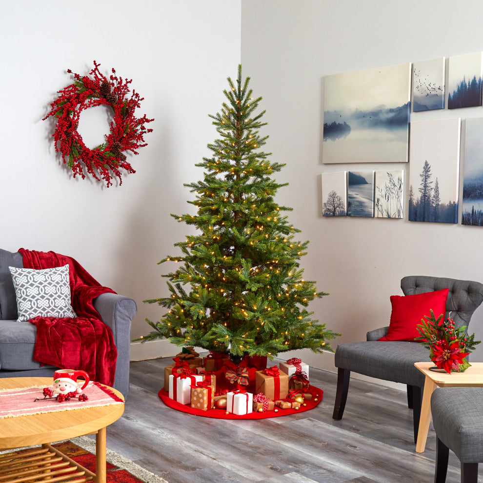 7' Prelit North Carolina Spruce Faux Christmas Tree