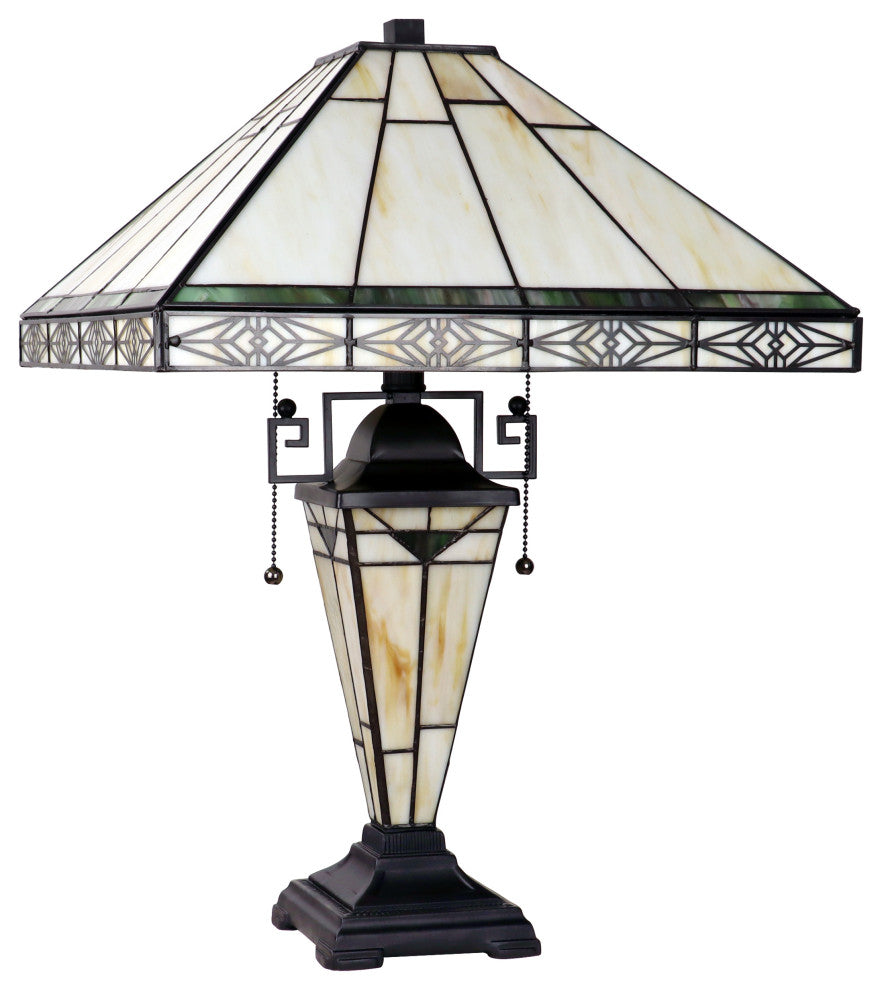 Theros Mission-Style 3-Light Double Lit Table Lamp 16" Shade