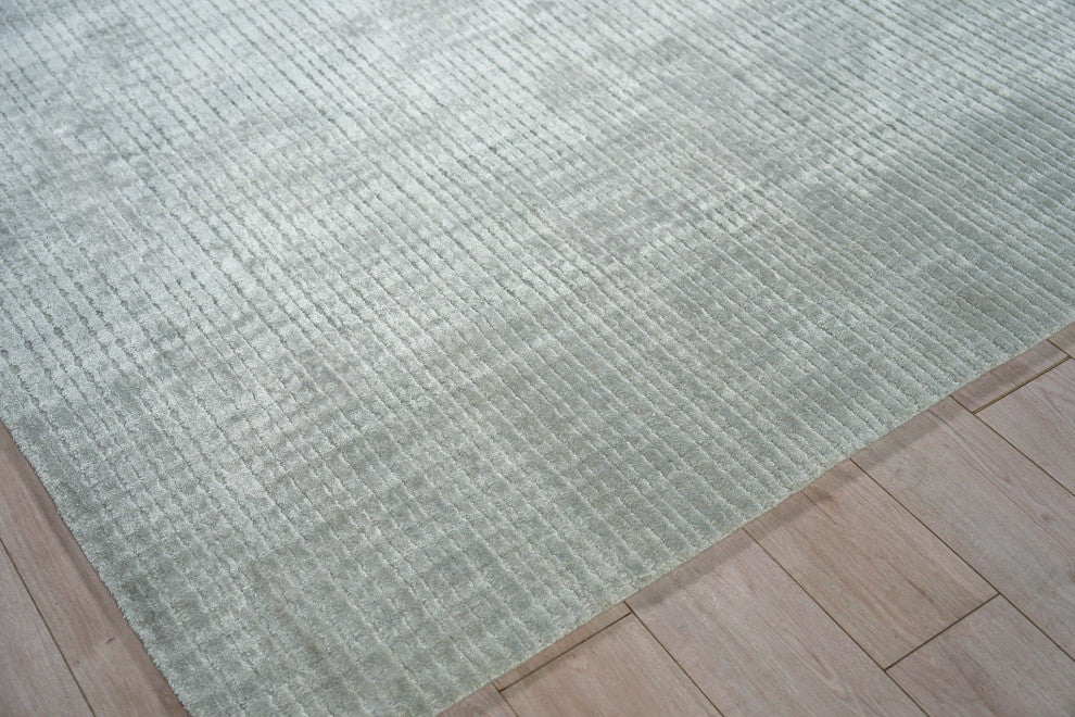 Cabrini Modern Handloomed Silky Nylon Light Silver Area Rug, 8'x10'