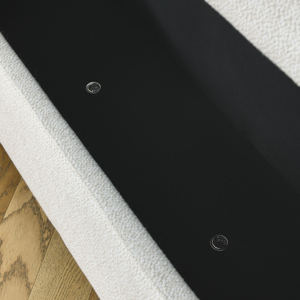 Gewnee Linen Fabric Upholstered Bench with Large Storage Space,Beige, White