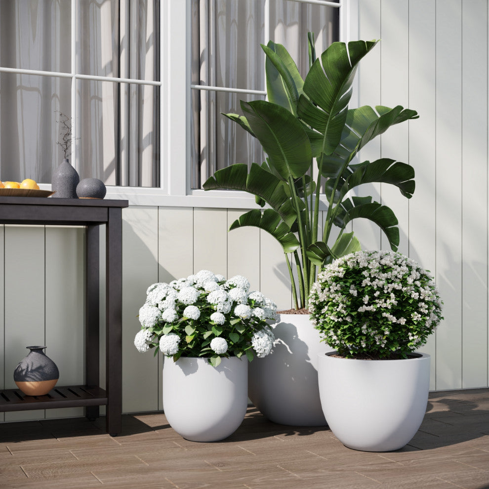 DTY Signature Mount Sherman 1-piece Fiberstone Planter, White, Medium