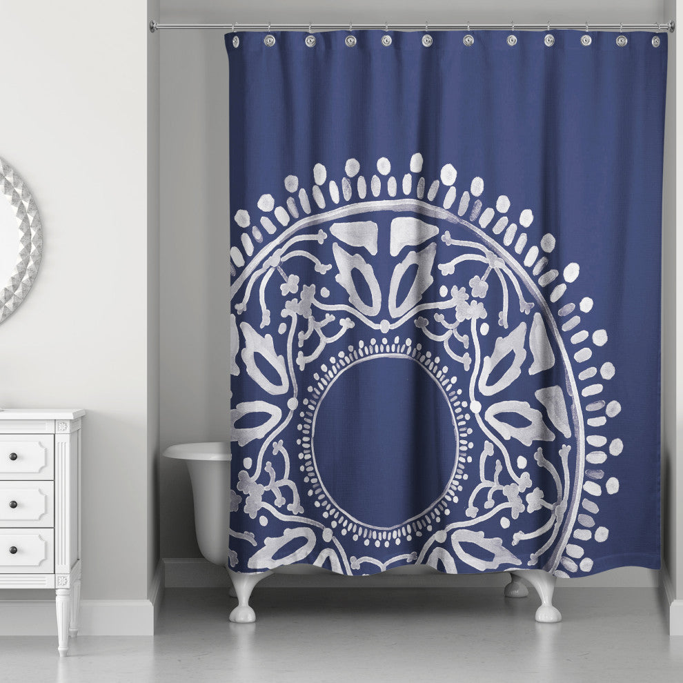 Navy Boho Circle 71x74 Shower Curtain