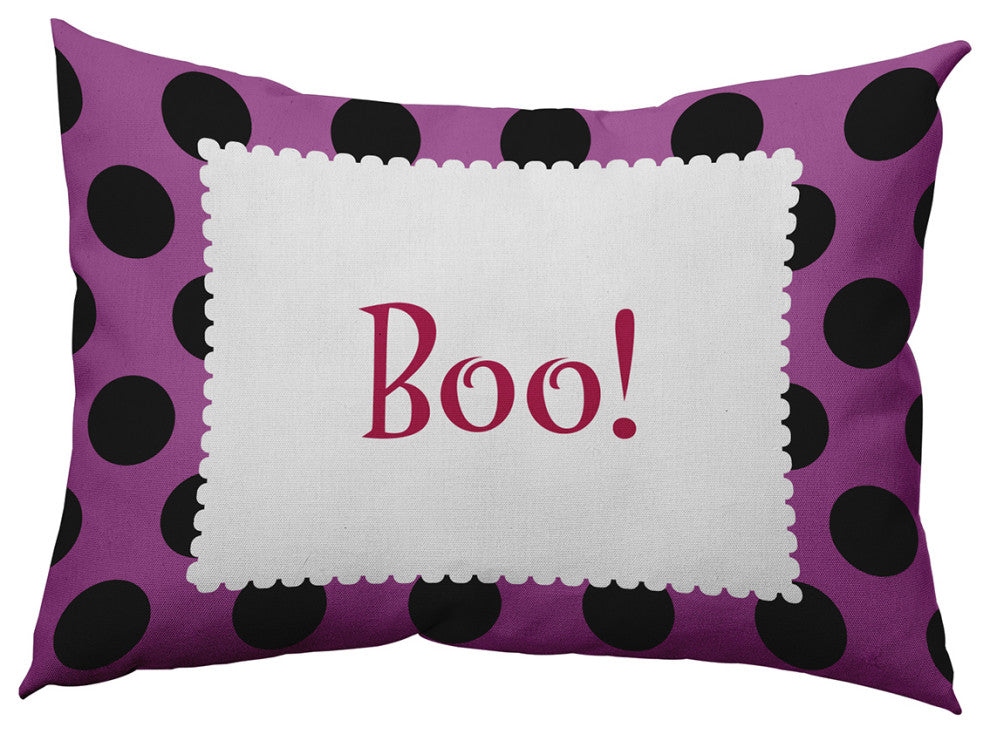 Halloween Boo Dots Accent Pillow, Orchid, 14"x20"