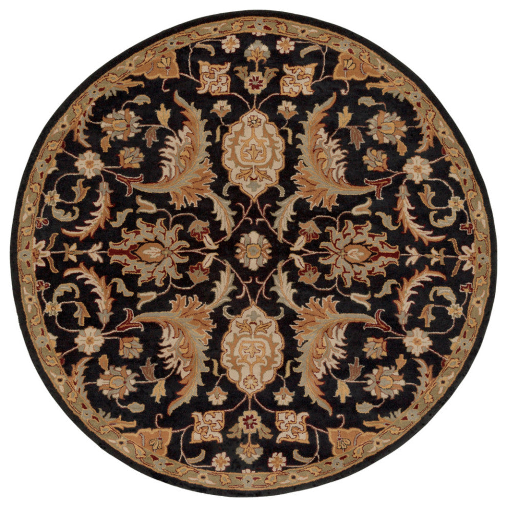 Surya Middleton AWMD-2078 Traditional Area Rug, Black, 8' Round