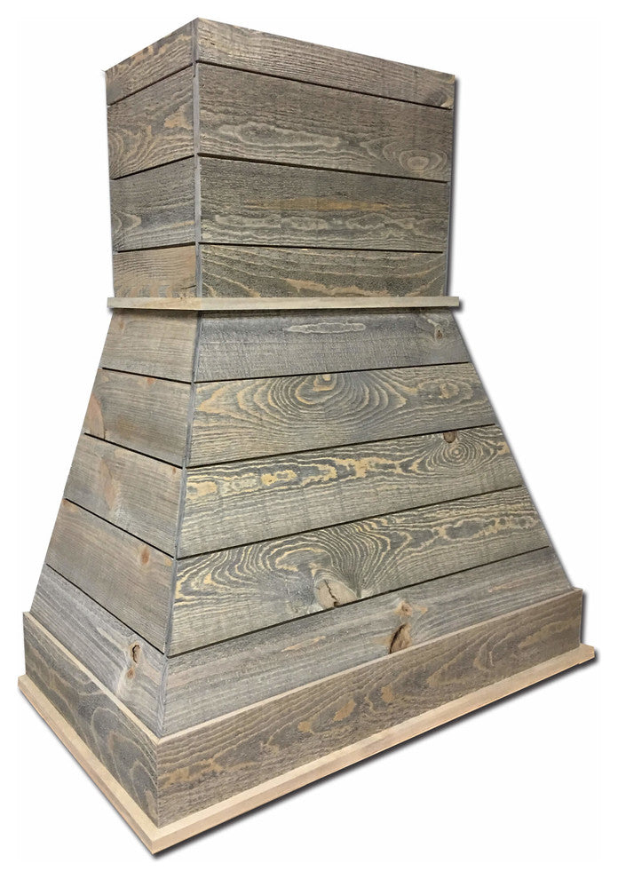 Castlewood Rustic Shiplap Chimney Range Hood - Light Gray, 42", 350 Cfm Economy