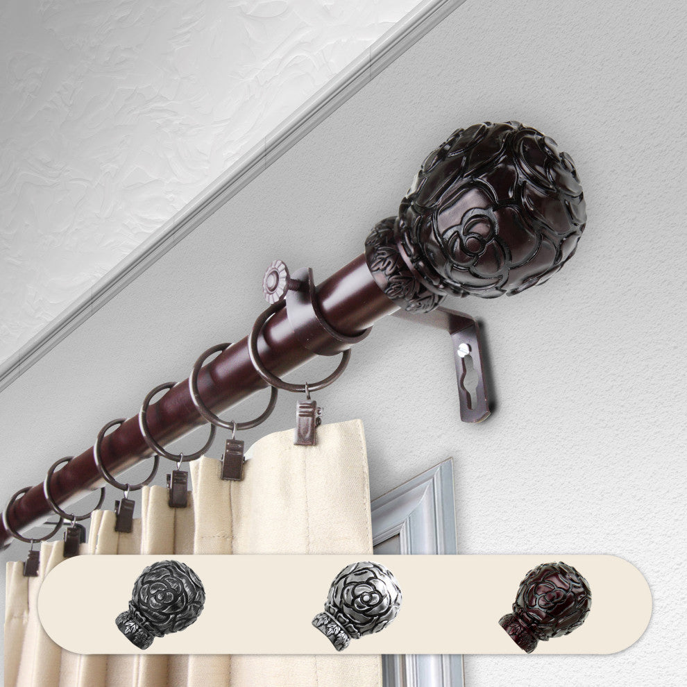 Davor 1" Curtain Rod, Mahogany, 160-240"
