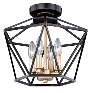 Vaxcel Turin 14.5" Semi-Flush Mount, Noble Bronze With Natural Brass