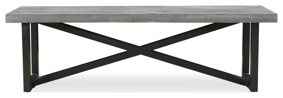 Raven Grey Mango Wood Dining bench With Black Iron 50"