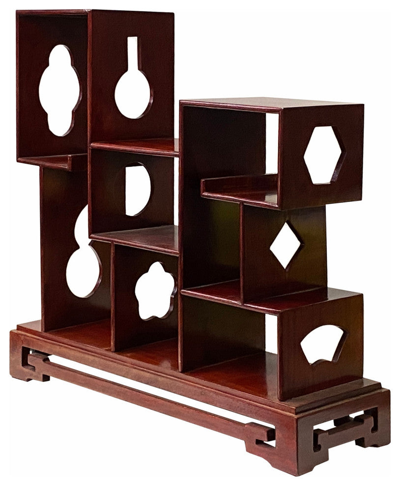 Chinese Brown Mahogany Rectangular Small Curio Display Stand Hws1752