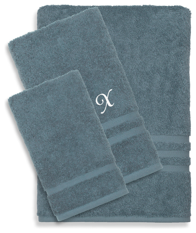 Denzi 3-Piece Towel Set Monogrammed Letter, X