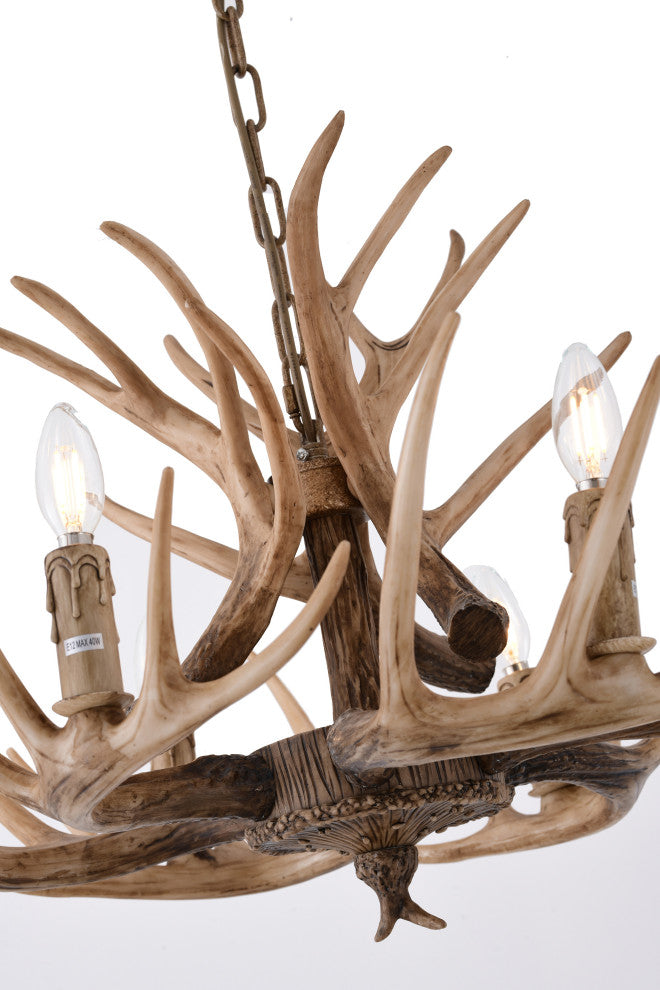 Bethel International IL07 6-Light Antler Pendant, Brown