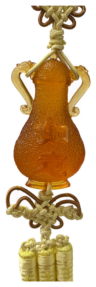 Crystal Glass Fengshui Golden Orange Vase Pendant Tassel, Hws2214