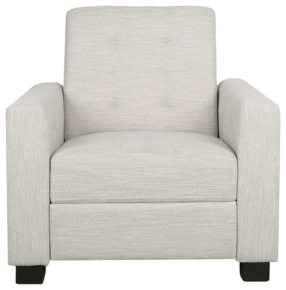 Langseth Contemporary Tufted Pushback Recliner, Beige/Dark Brown, Fabric