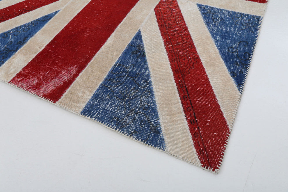 Rug N Carpet - Handwoven Anatolian 5' 8'' x 7' 11'' Flag Patchwork Rug