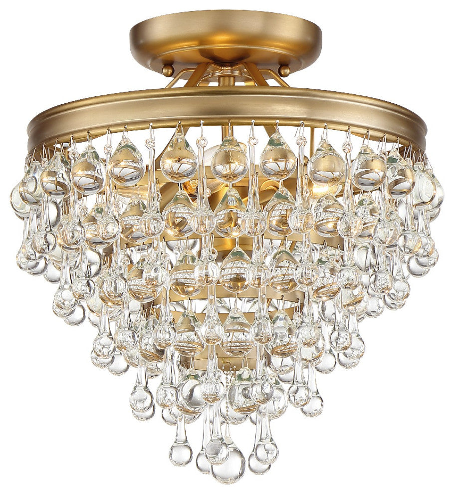 Crystorama Calypso 3-Light Vibrant Ceiling Mount, Gold