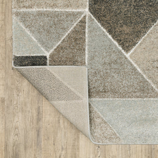 Canton Geometric Grey/Brown Indoor Area Rug, 7'10"x10'10"