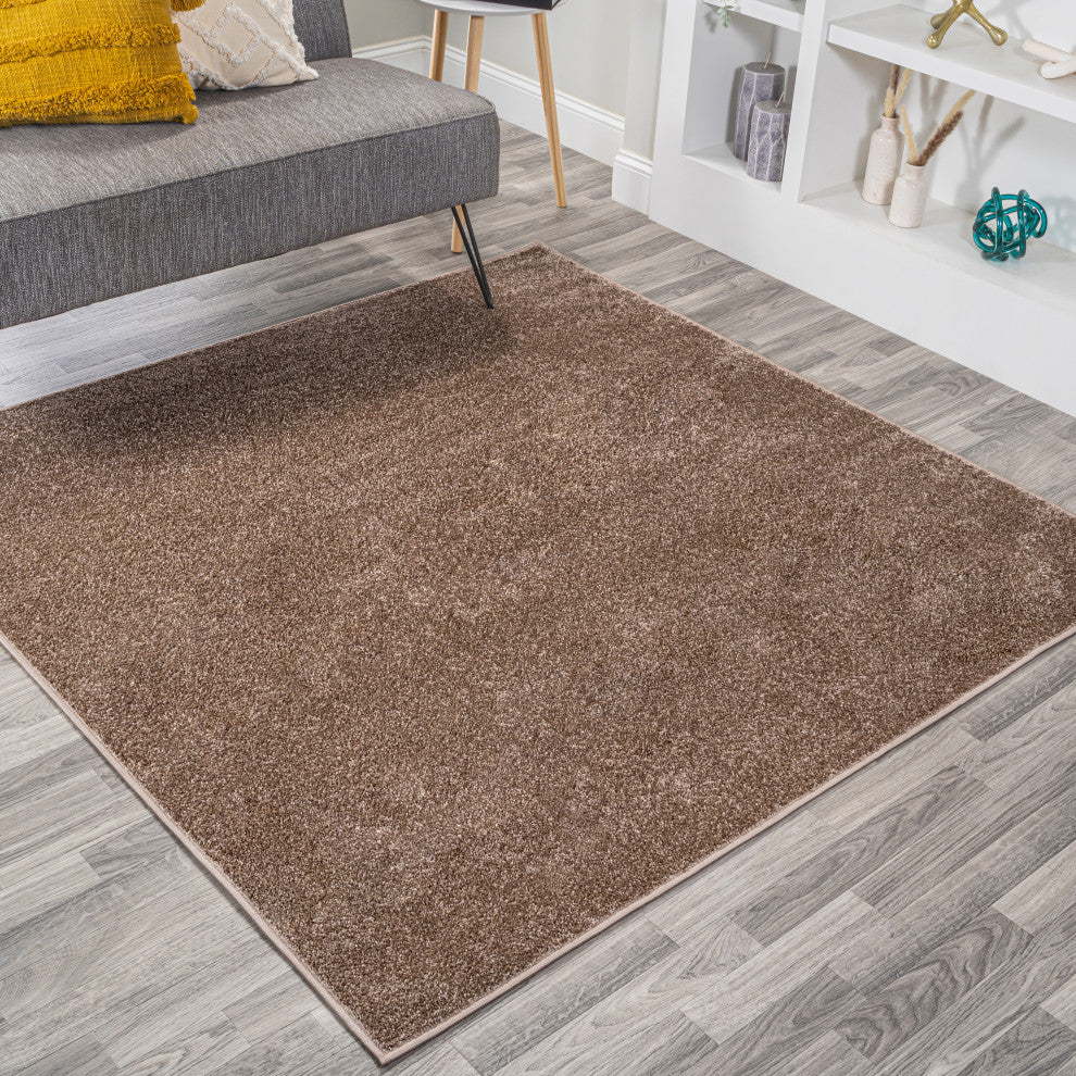 Haze Solid Low-Pile Brown 7' Square Area Rug