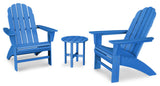 POLYWOOD Vineyard 3-Piece Curveback Adirondack Set, Pacific Blue