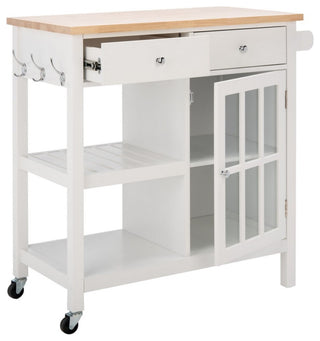 Safavieh Locklyn 1 Door 2 Drawer 2 Shelf Cart, White/Natural