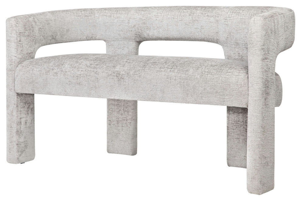 Gwen Modern Luxury Jacquard Fabric Upholstered Sculpture Bench - Grey