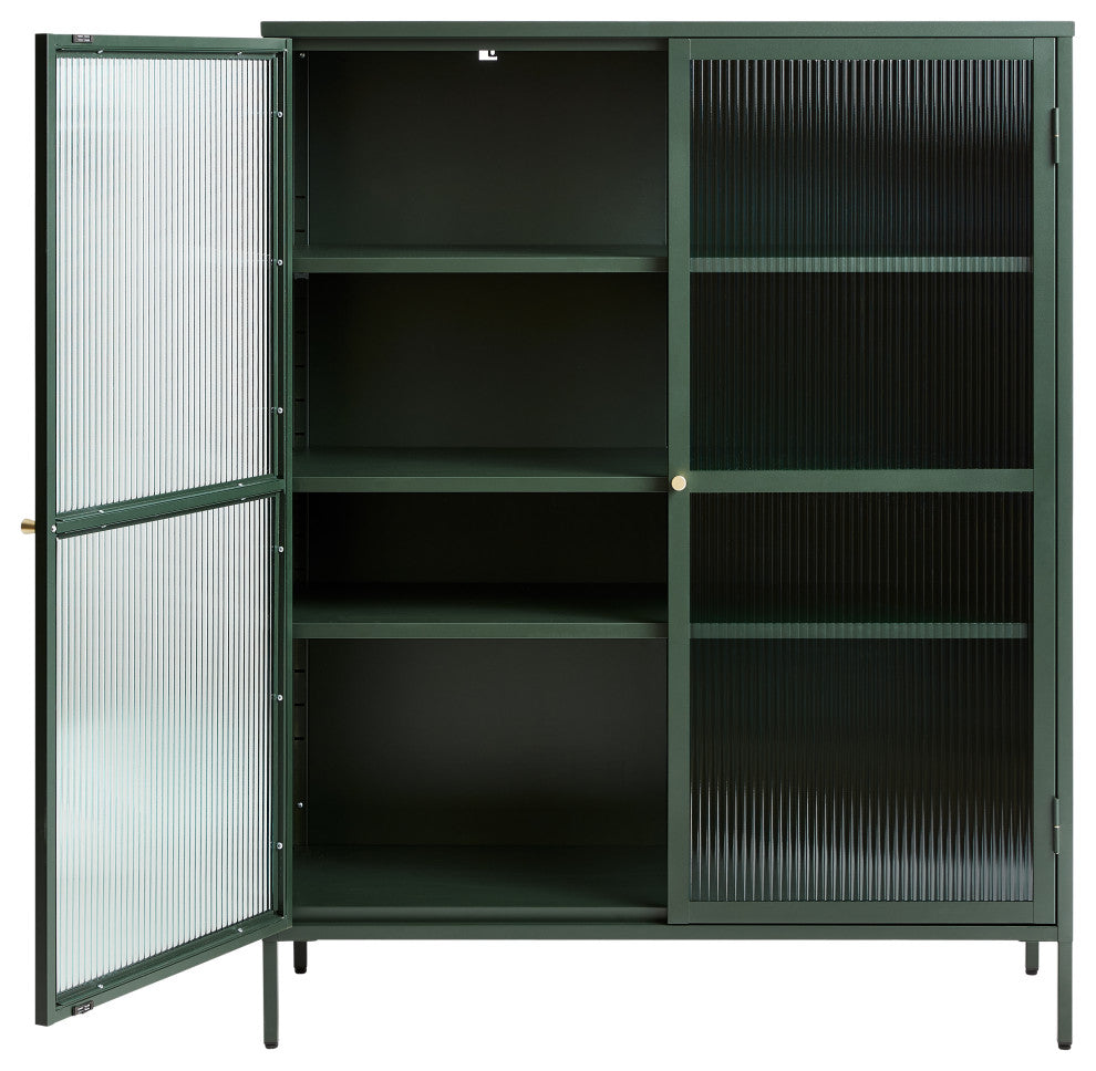 Metal & Glass 55" Display Cabinet, Green