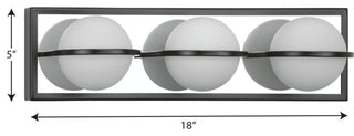 Pearl LED 3-Light Opal Glass LED Modern Bath Vanity Light, Matte Black