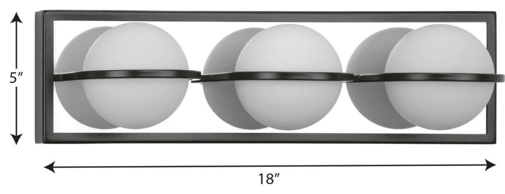 Pearl LED 3-Light Opal Glass LED Modern Bath Vanity Light, Matte Black