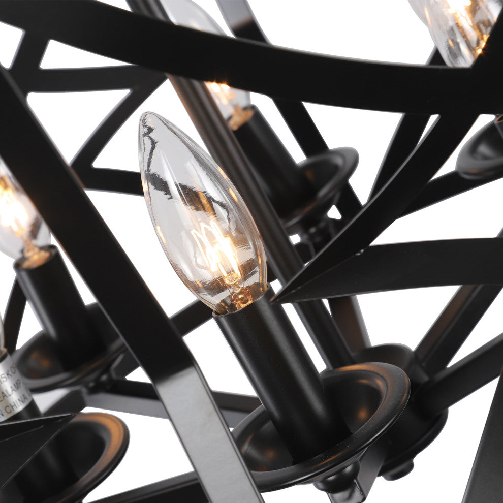 Chloe Lighting Alina Farmhouse 5-Light Matt Black Finish Pendant, 21" Wide