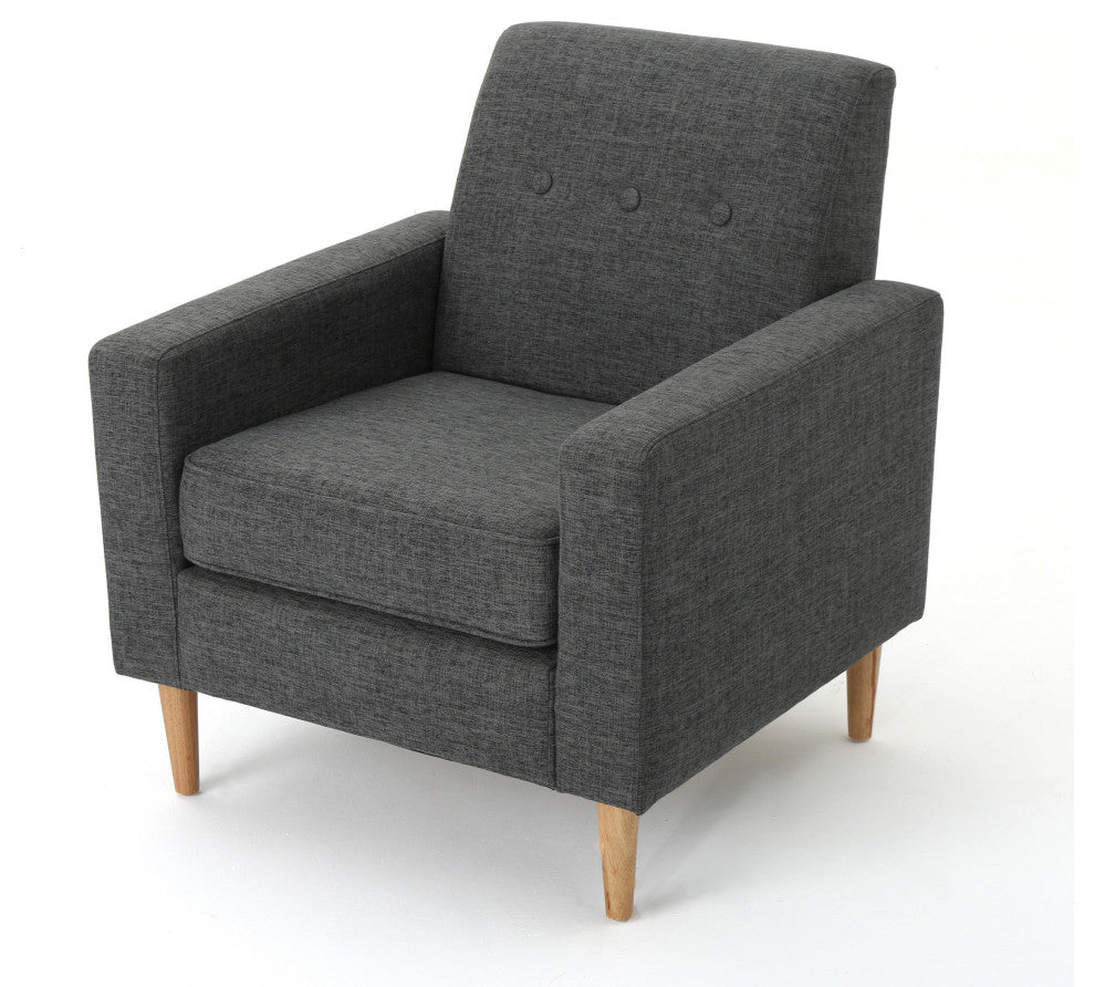 GDF Studio Stratford Mid Century Modern Fabric Club Chair, Gray