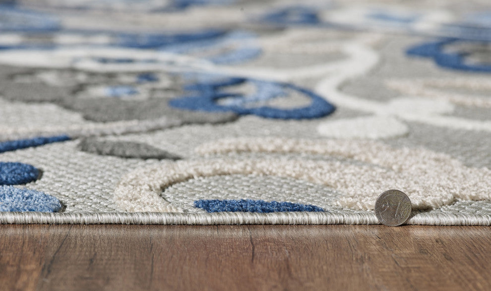 Calla Leila Indoor/Outdoor Area Rug, Grey/Blue, 3'3 X 4'11