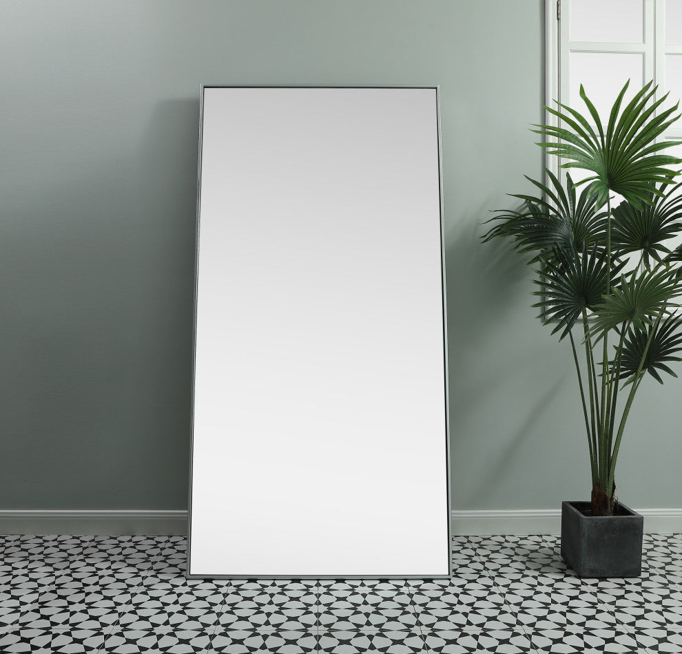 Metal Frame Rectangle Full Length Mirror 36X72 Inch, Silver