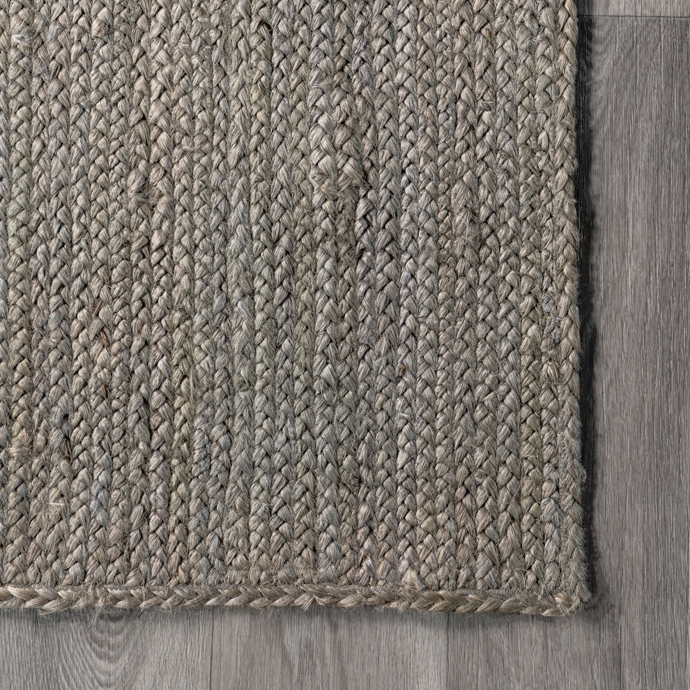 Nuloom Rigo Hand Woven Farmhouse Jute Rug, Grey 8' x 10'